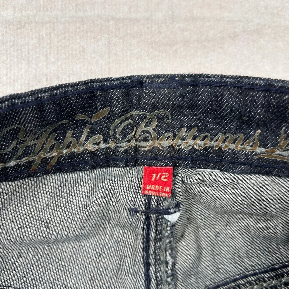 Vtg Apple Bottoms Jeans Womens 1/2 Studded Rhinestone Dark Straight Y2K 25x33.5